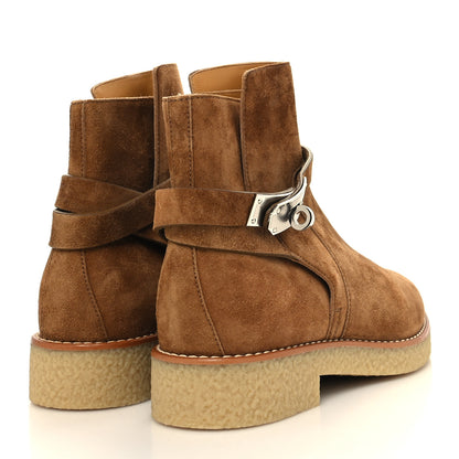 Hermes Velvet Womens Follow Low Boots 35.5 Brun Fume 4 of 9