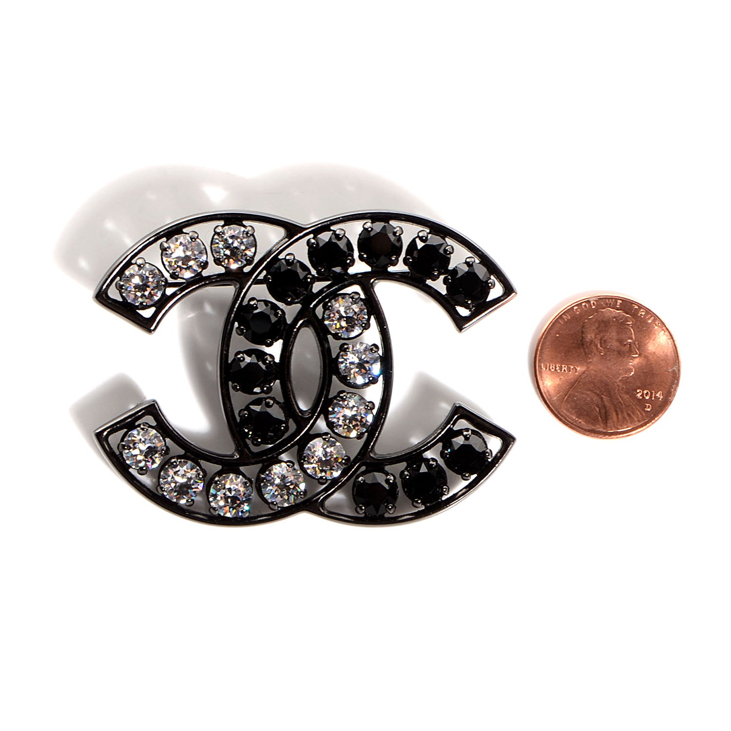 Chanel Crystal CC Brooch Black 2 of 6