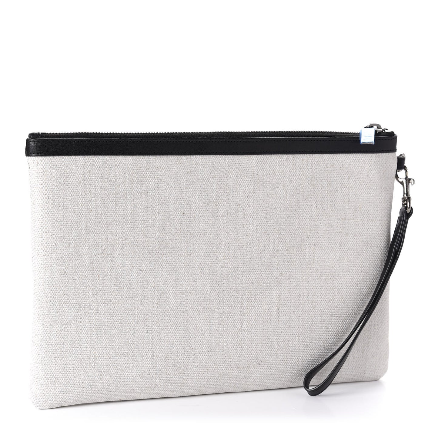 Linen Canvas Rive Gauche Zipped Pouch Optic White