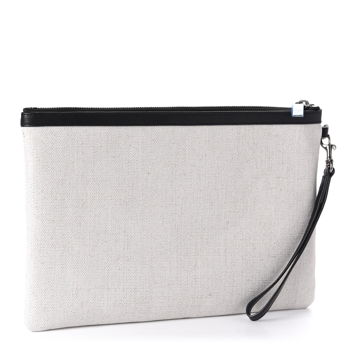 Saint Laurent Linen Canvas Rive Gauche Zipped Pouch Optic White 3 of 11