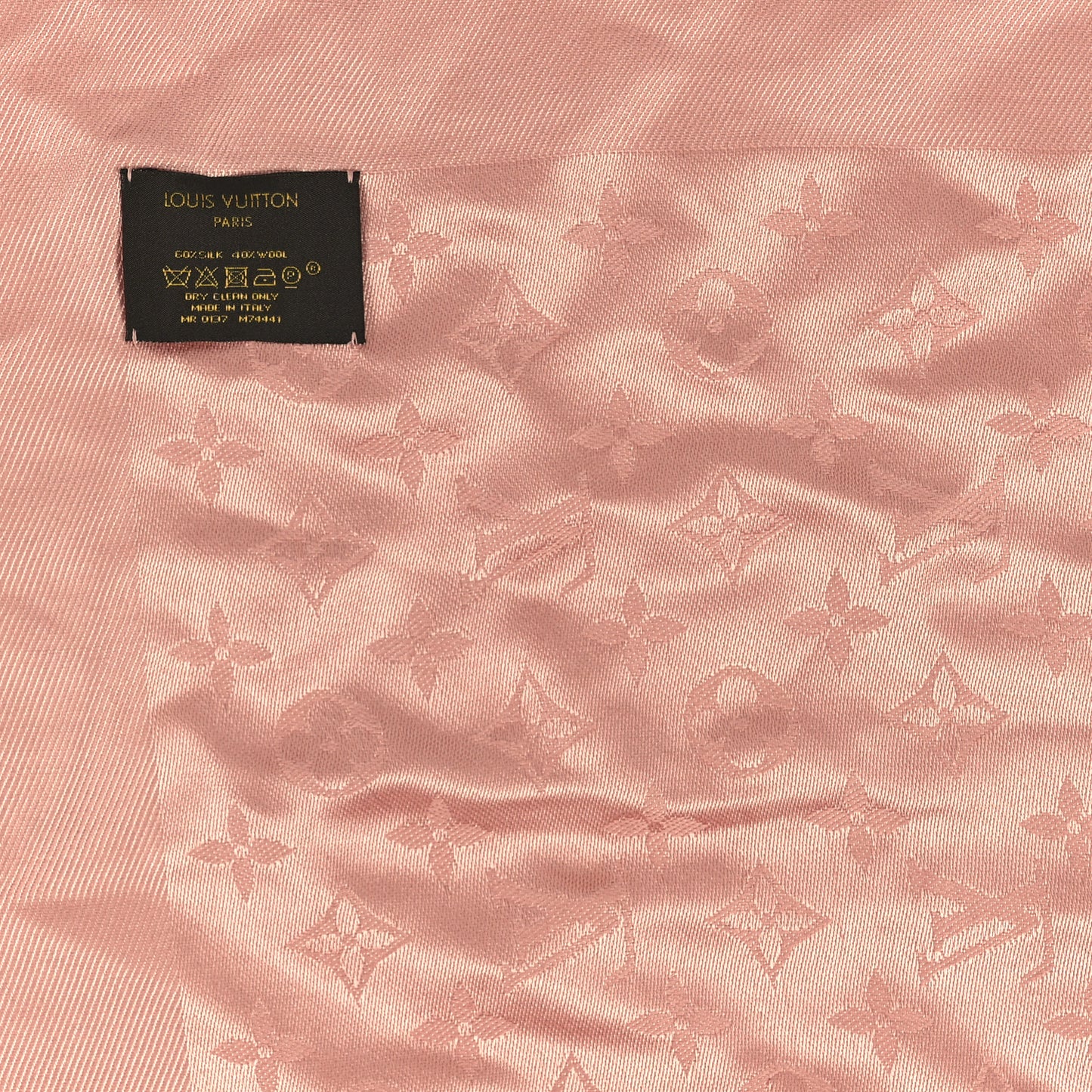 Silk Wool Monogram Shawl Rose
