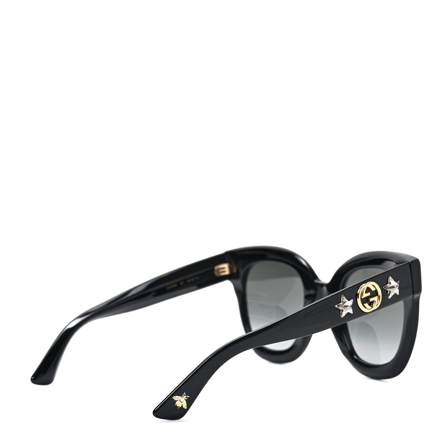 Gucci Acetate Crystal Star Round Frame Sunglasses GG0208S Black 5 of 7
