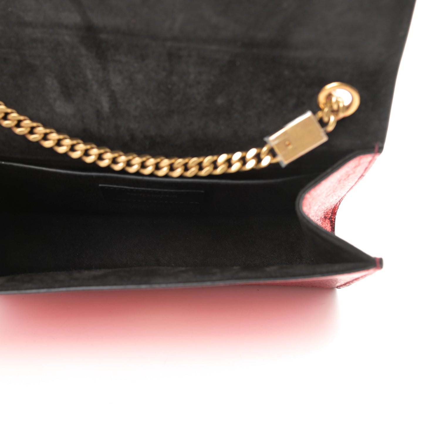 Metallic Calfskin Small Classic Monogram Kate Satchel Red