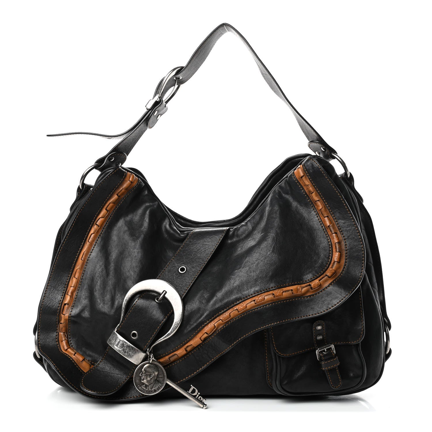 Christian Dior Calfskin Large Gaucho Double Saddle Bag Black 1 of 4