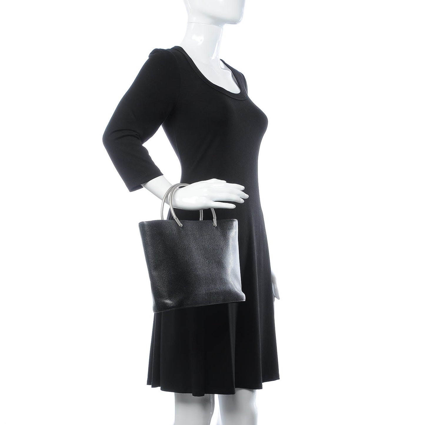 Caviar Metal Handle Tote Black