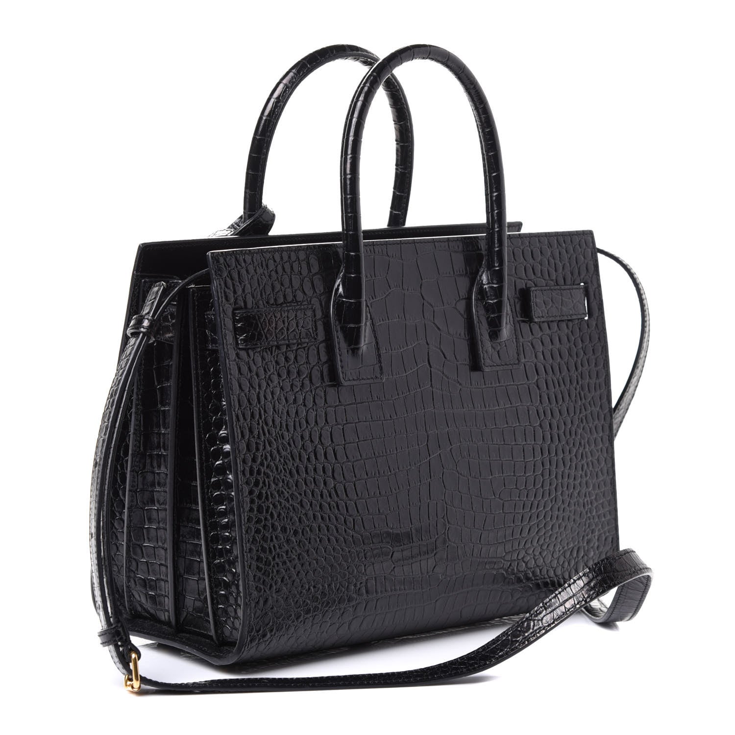 Saint Laurent Calfskin Crocodile Embossed Baby Sac De Jour Black 2 of 4