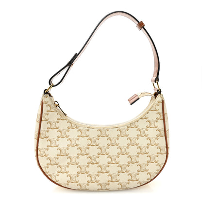 Celine Canvas Calfskin Ava Triomphe Shoulder Bag White 1 of 12