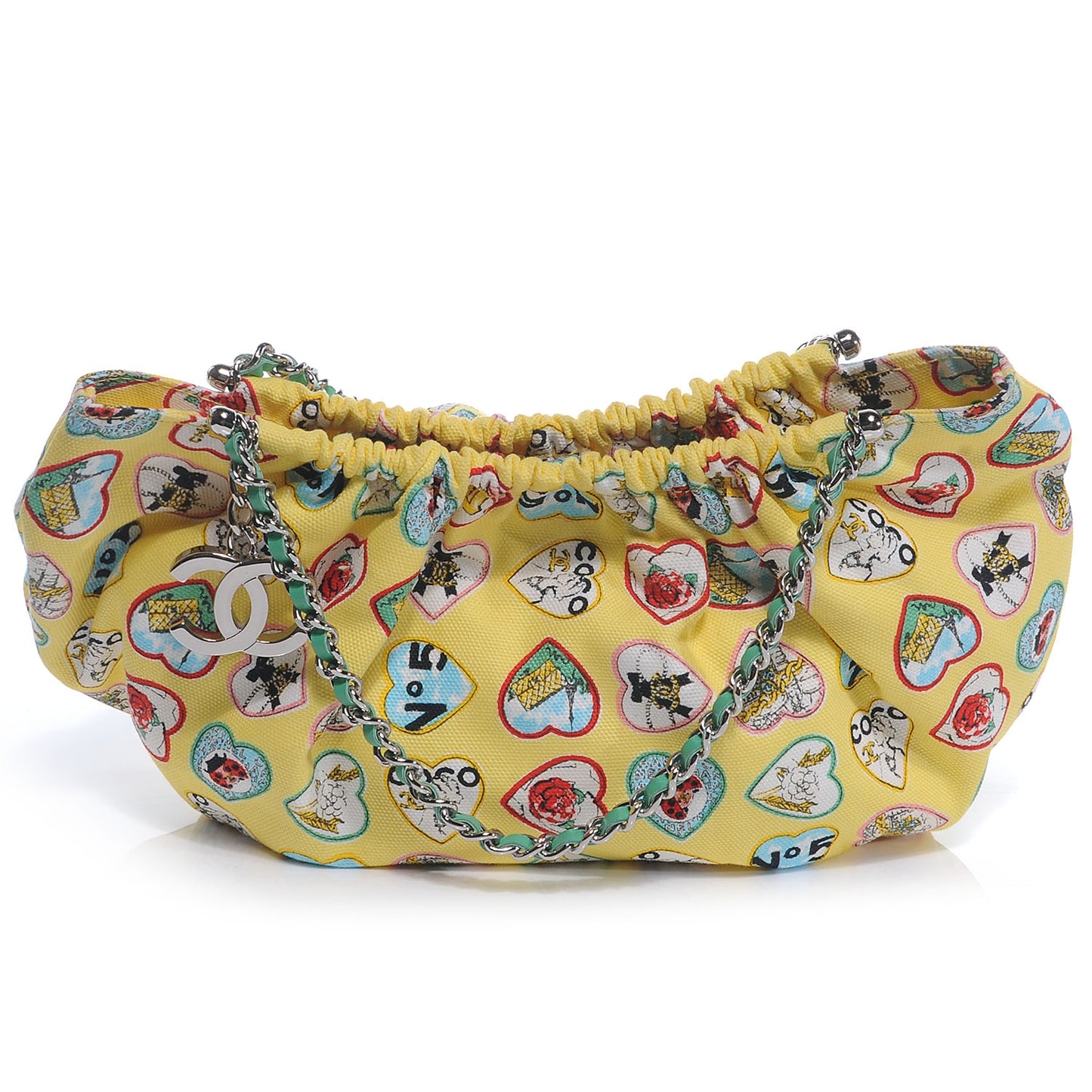 Canvas Coco Hearts Shoulder Bag Yellow