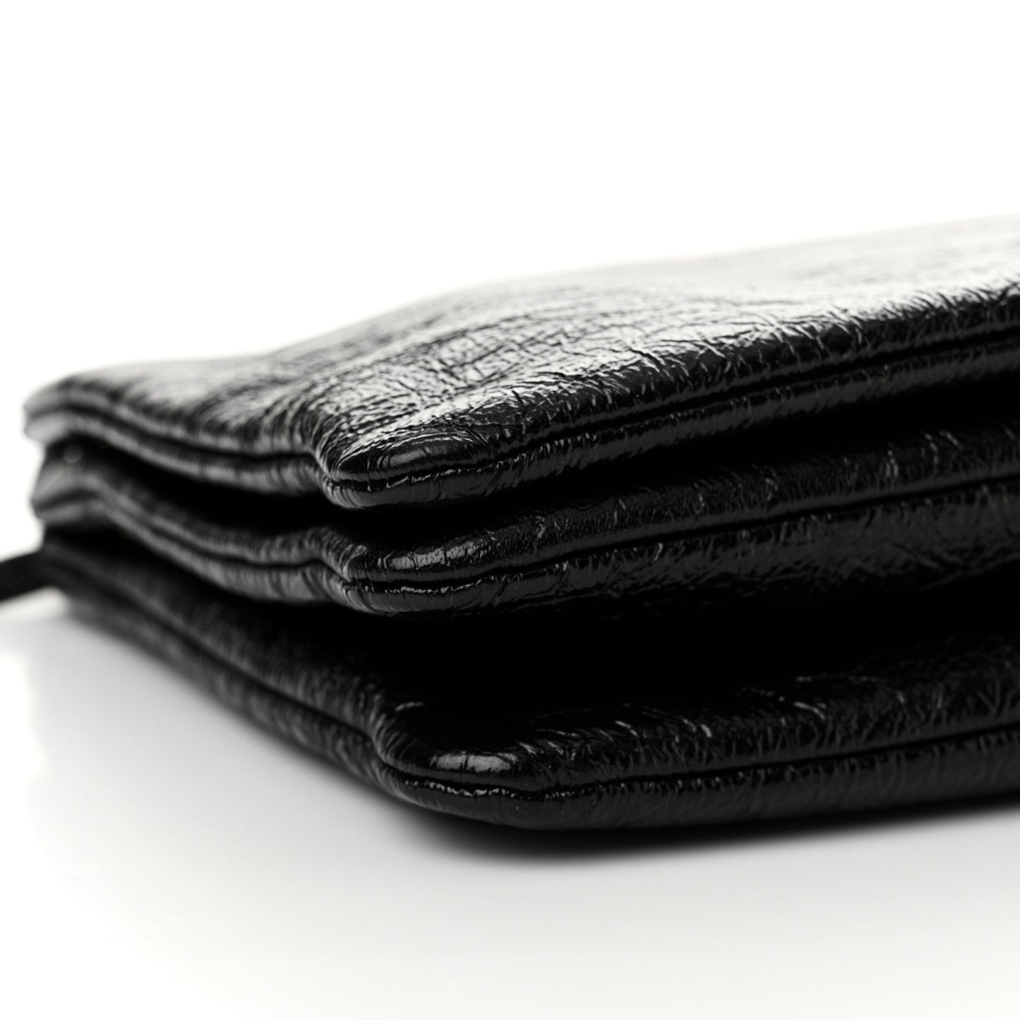 Shiny Goatskin Large Trio Crossbody Bag Black