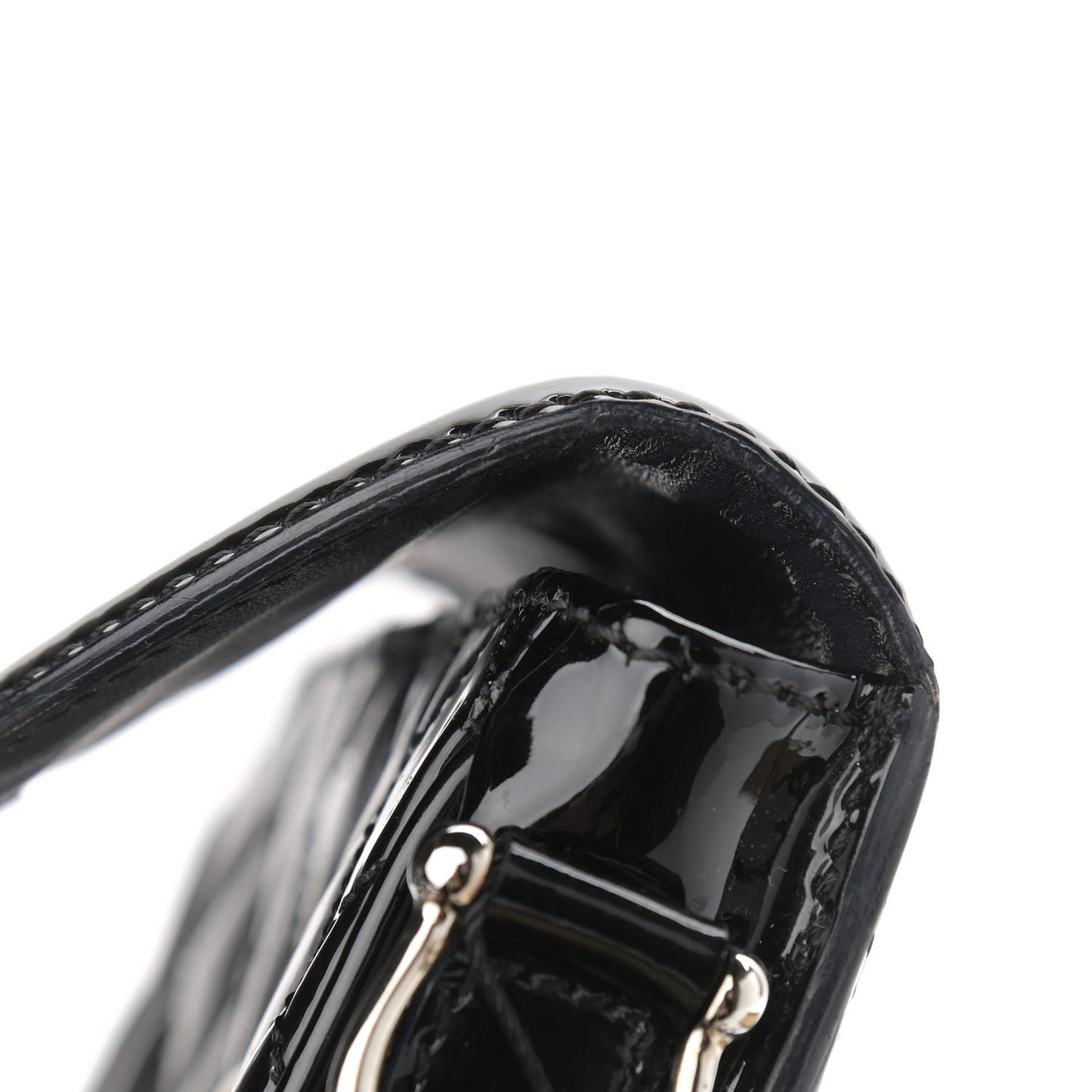 Patent Calfskin Quilted Mini Crossbody Bag Black