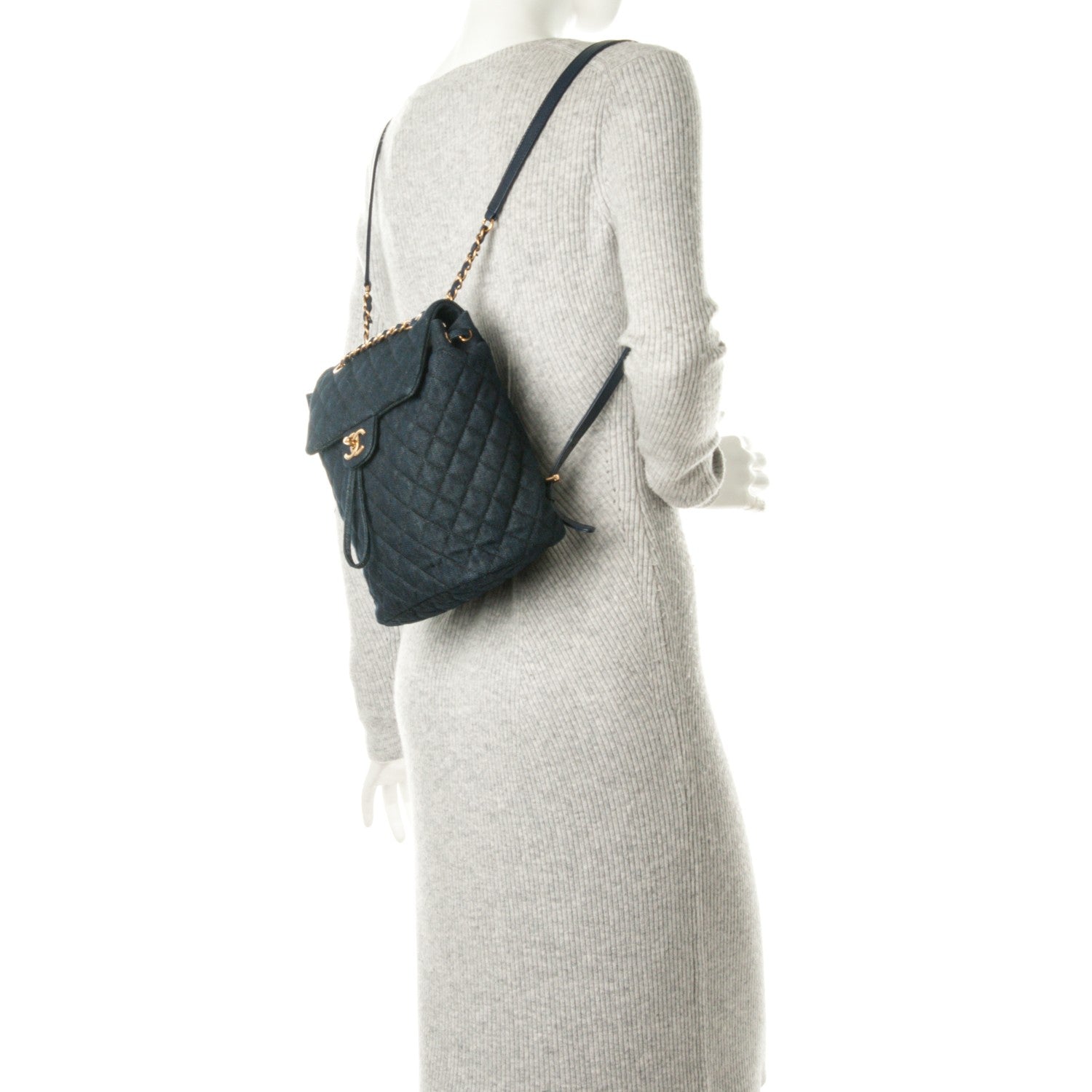 Chanel Washed Denim Quilted Small Urban Spirit Backpack Dark Blue 2 of 8