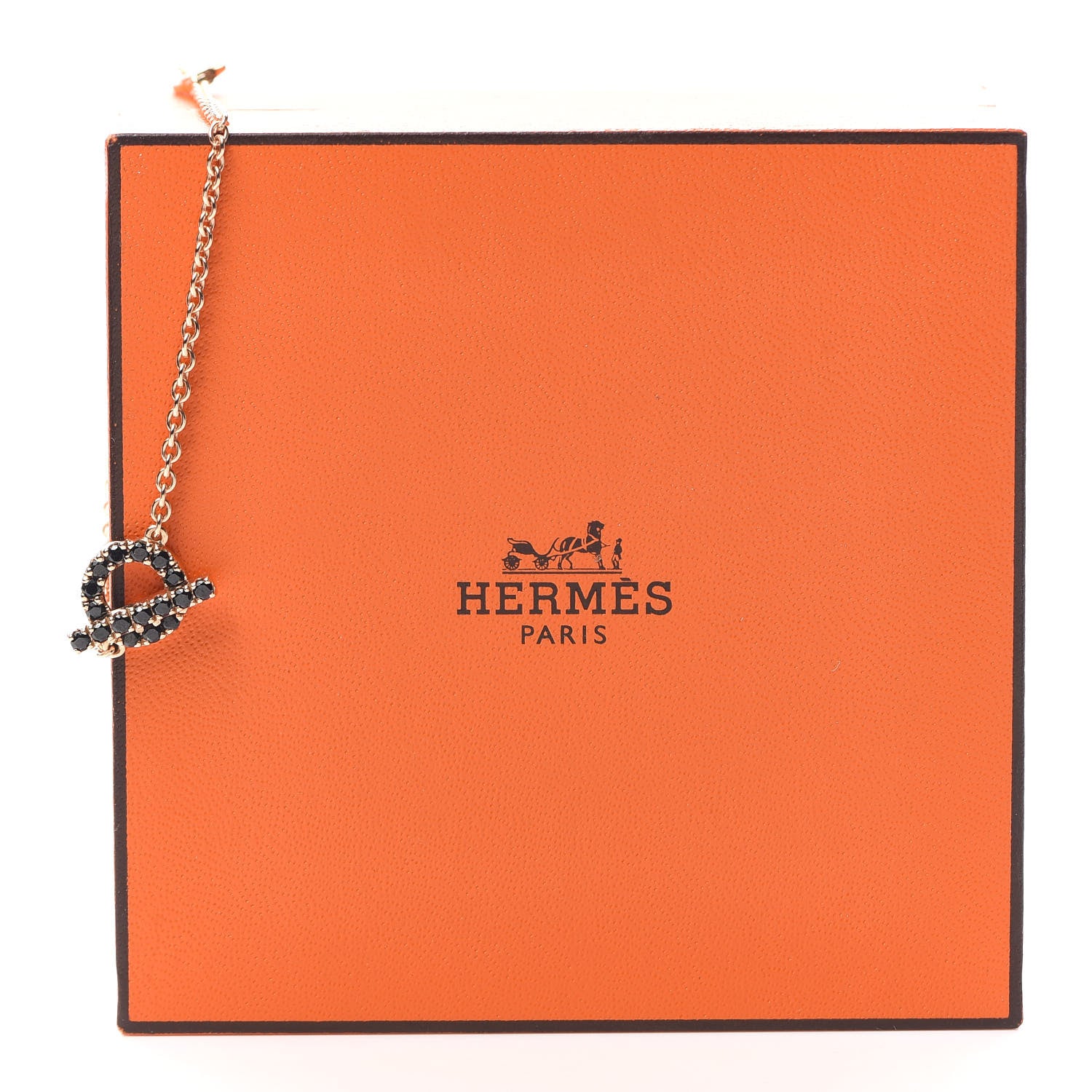 Hermes 18K Rose Gold Black Spinel Finesse Bracelet LG 6 of 6