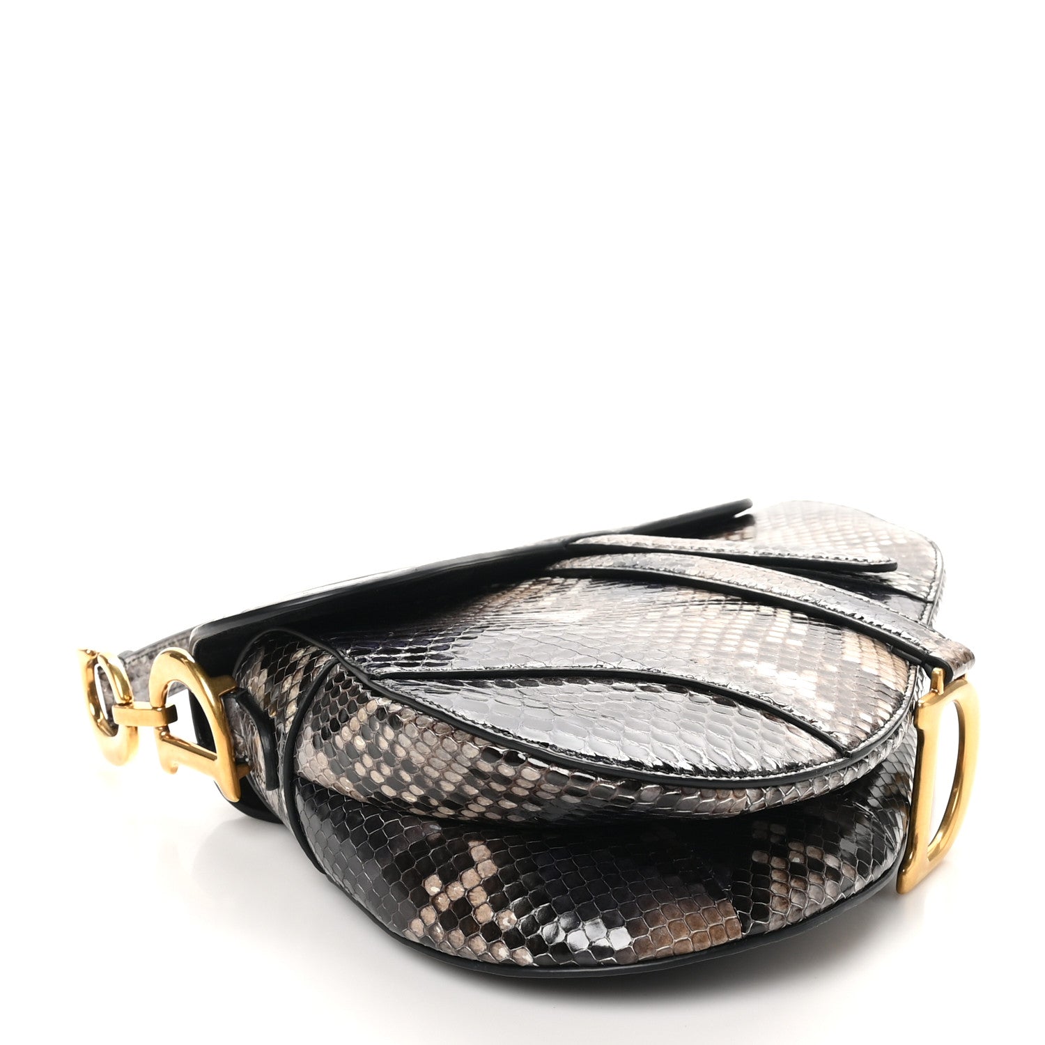 Christian Dior Snakeskin Saddle Bag Brown 4 of 11