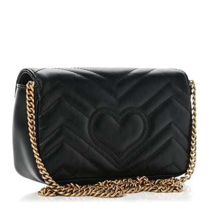 Gucci Calfskin Matelasse Super Mini GG Marmont Shoulder Bag Black 2 of 5