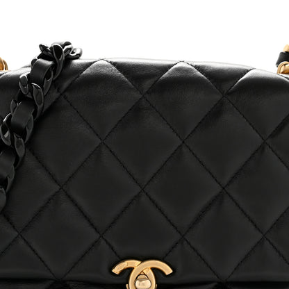 Chanel Lambskin Quilted Small Lacquered Chain Flap Black 8 of 13