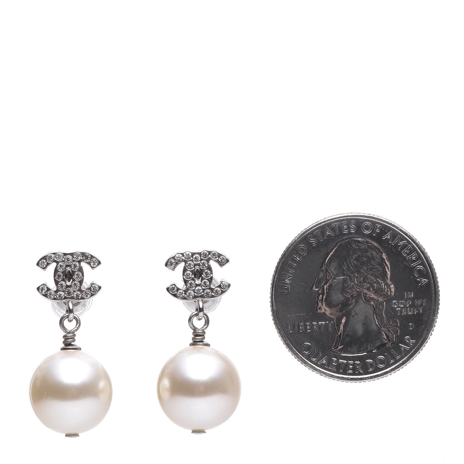 Chanel Crystal Pearl CC Drop Earrings 2 of 4