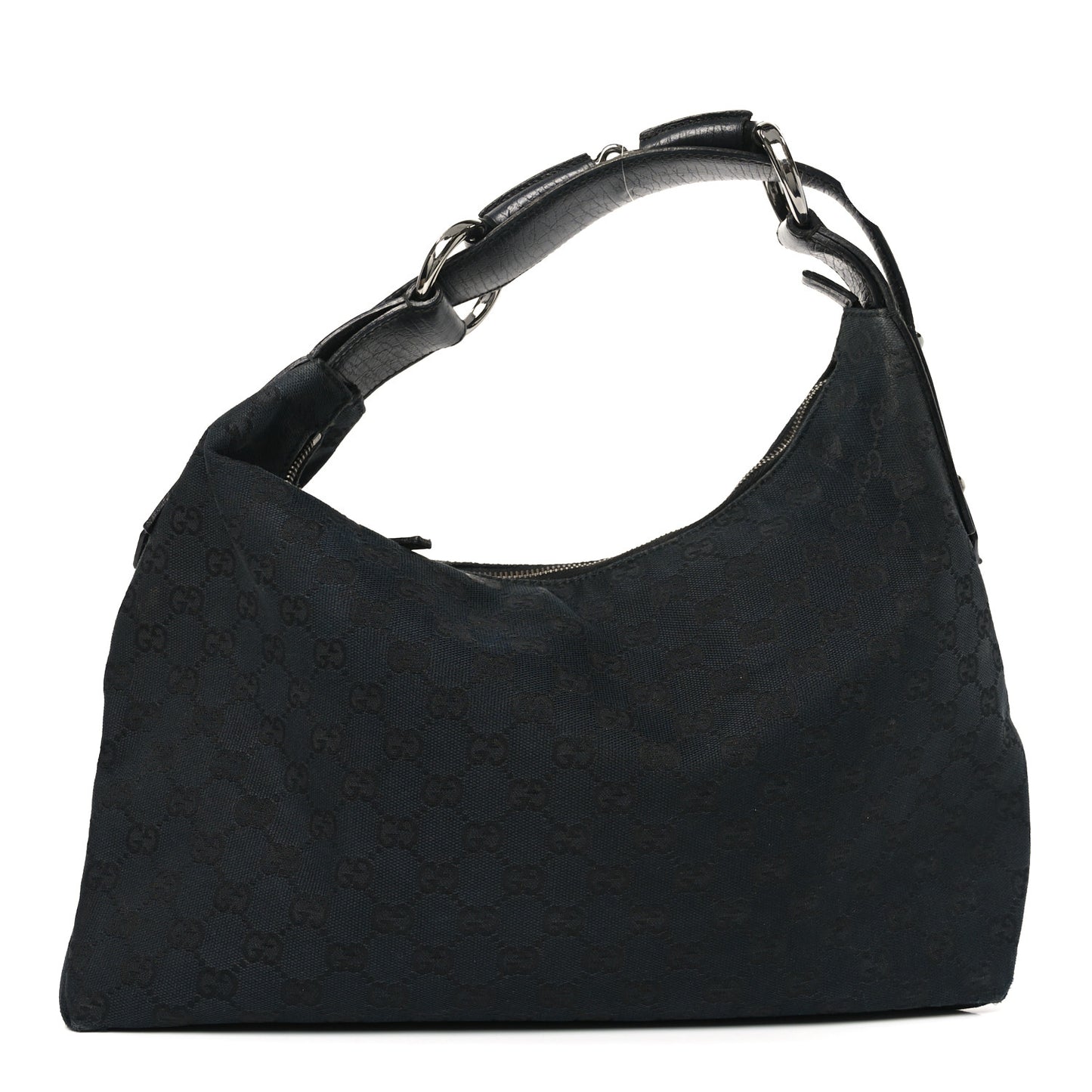 Monogram Medium Horsebit Chain Hobo Black