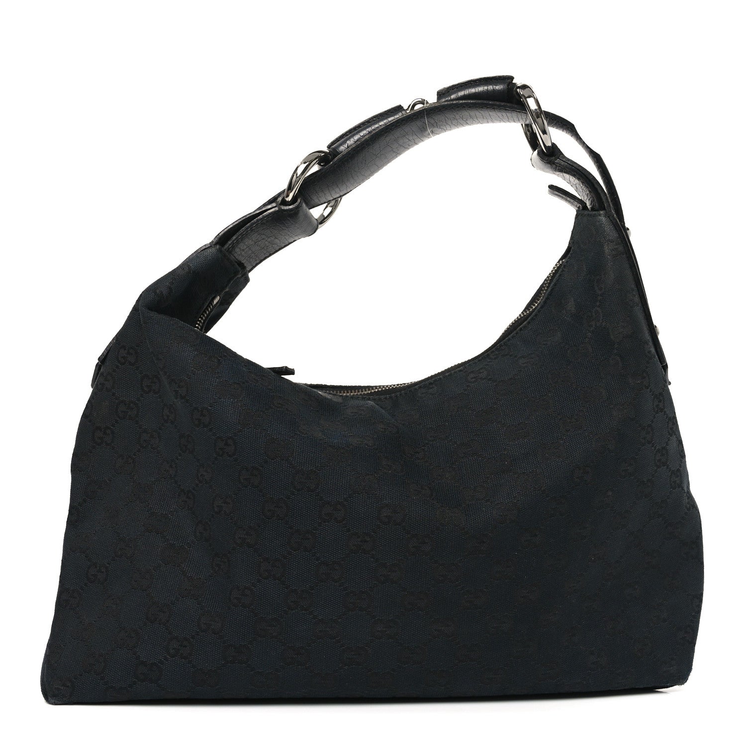 Gucci Monogram Medium Horsebit Chain Hobo Black 1 of 9