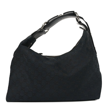 Gucci Monogram Medium Horsebit Chain Hobo Black 1 of 9
