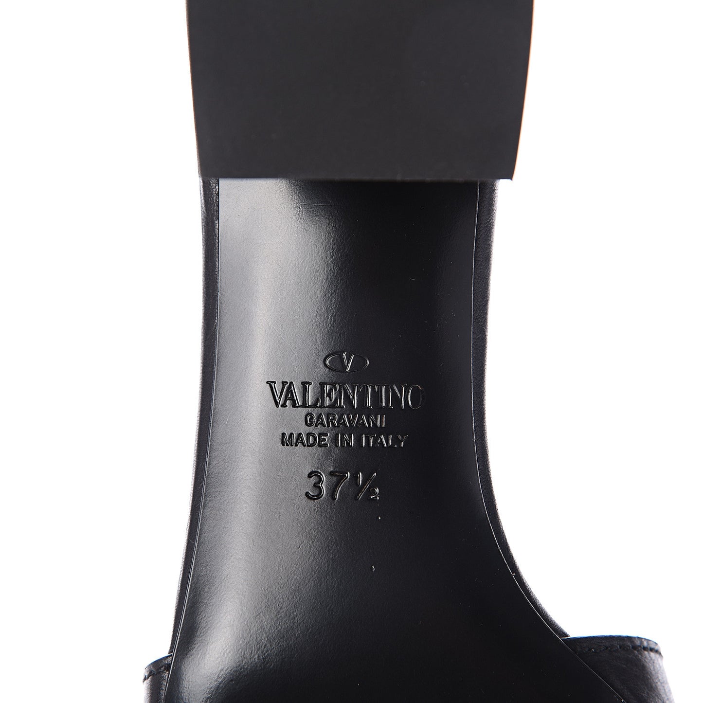 Grainy Cowhide VLogo 45mm Slide Sandals 37.5 Black