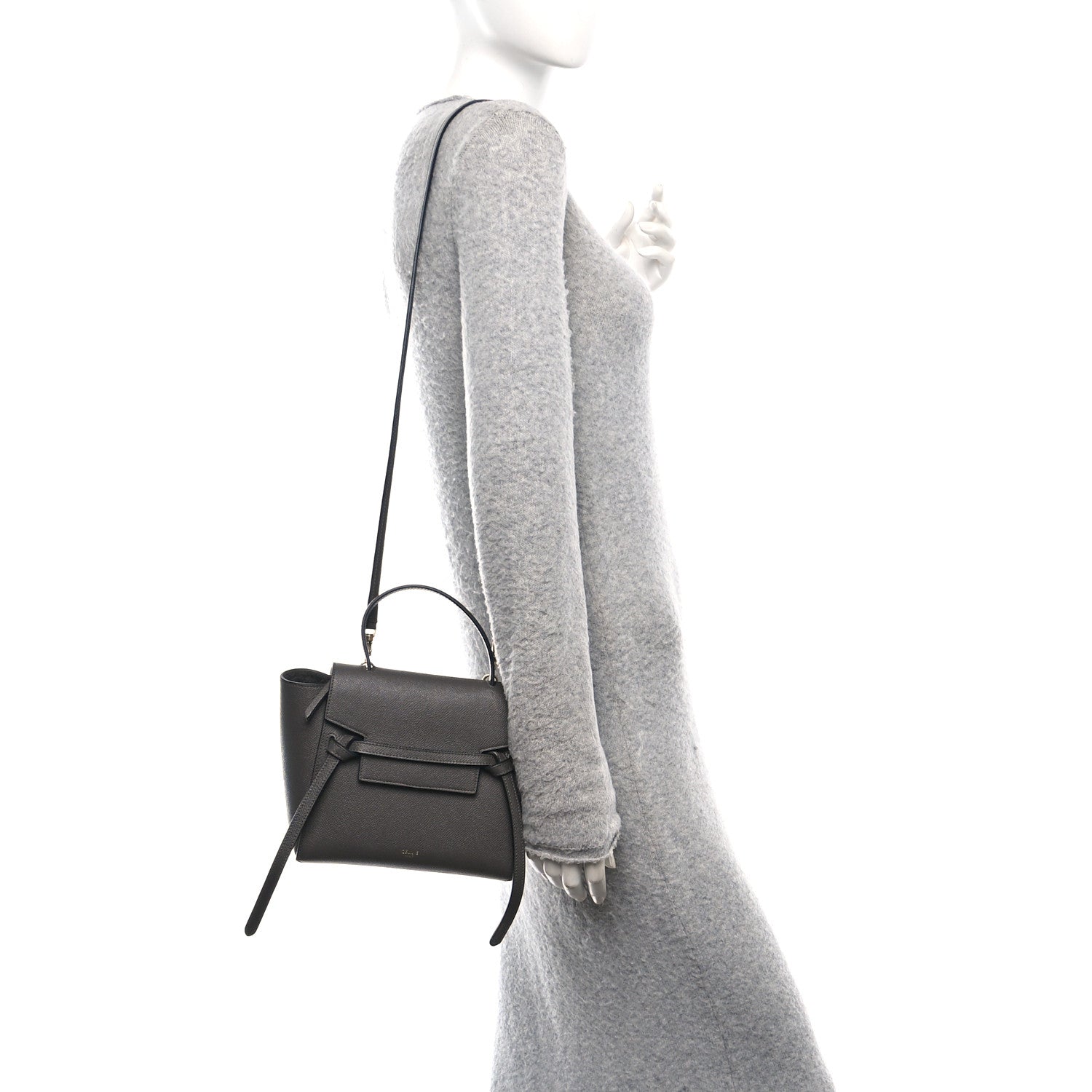 Celine Grained Calfskin Nano Belt Bag Grey 2 of 11