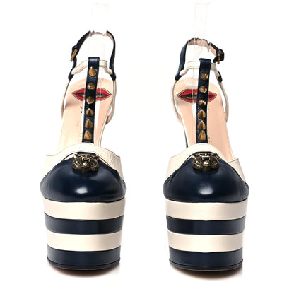 Gucci Calfskin Angel T-Strap Platform High Heel Pumps 38.5 Black 2 of 12