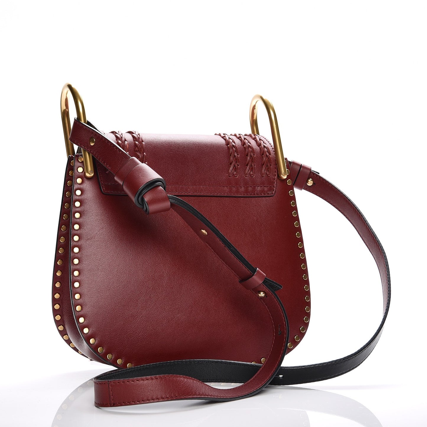 Calfskin Braided Small Hudson Shoulder Bag Sienna Red