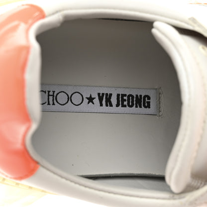 Jimmy Choo X JK JEONG Calfskin Patent Womens Diamond Low Top Sneaker 35 White Orange 8 of 10