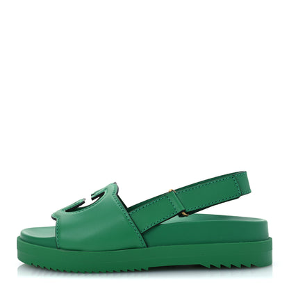 Gucci Calfskin Interlocking G Slingback Sandals 36.5 New Shamarock 1 of 10