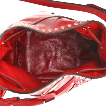 Prada Soft Calf Studded Bucket Bag Rosso 5 of 17
