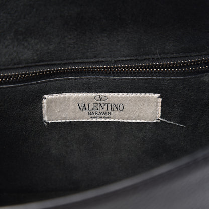 Valentino Garavani Pebbled Calfskin Star Studded Small Lock Flap Black 5 of 10