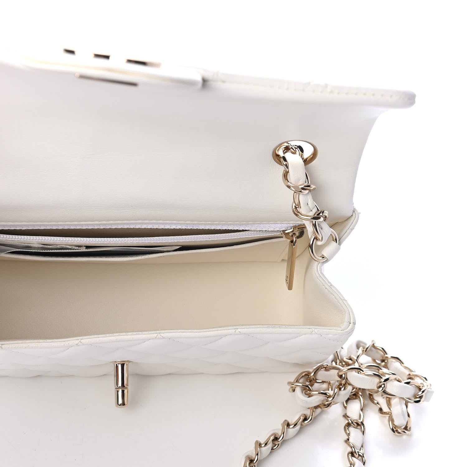 Chanel Lambskin Quilted Mini Rectangular Flap White 4 of 4