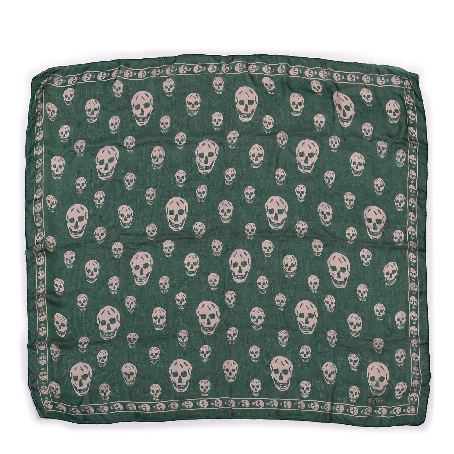 Alexander McQueen Silk Chiffon Skull Scarf Green 1 of 3