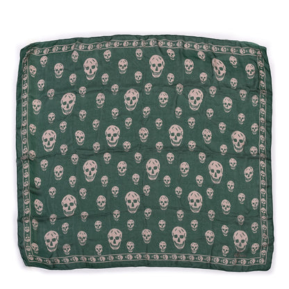 Alexander McQueen Silk Chiffon Skull Scarf Green 1 of 3