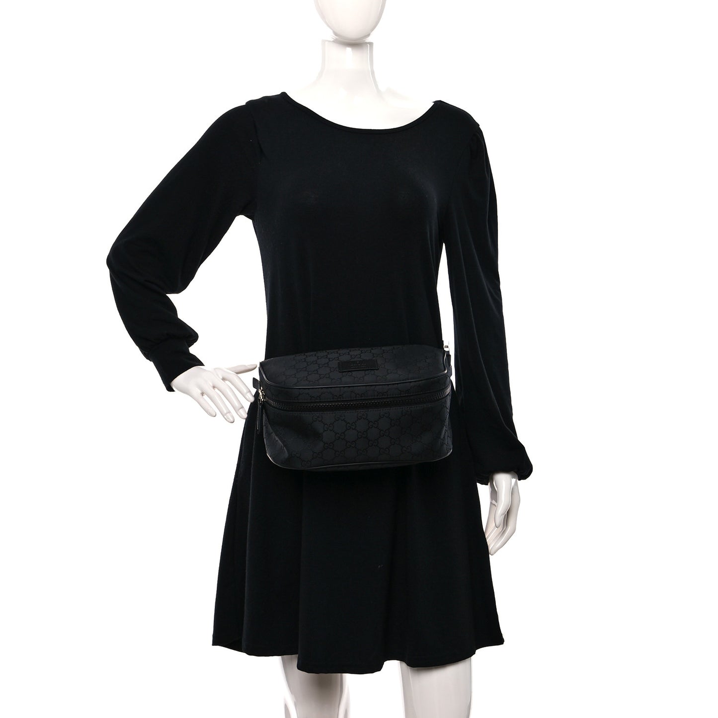 Nylon Monogram Fanny Pack Belt Bag Black