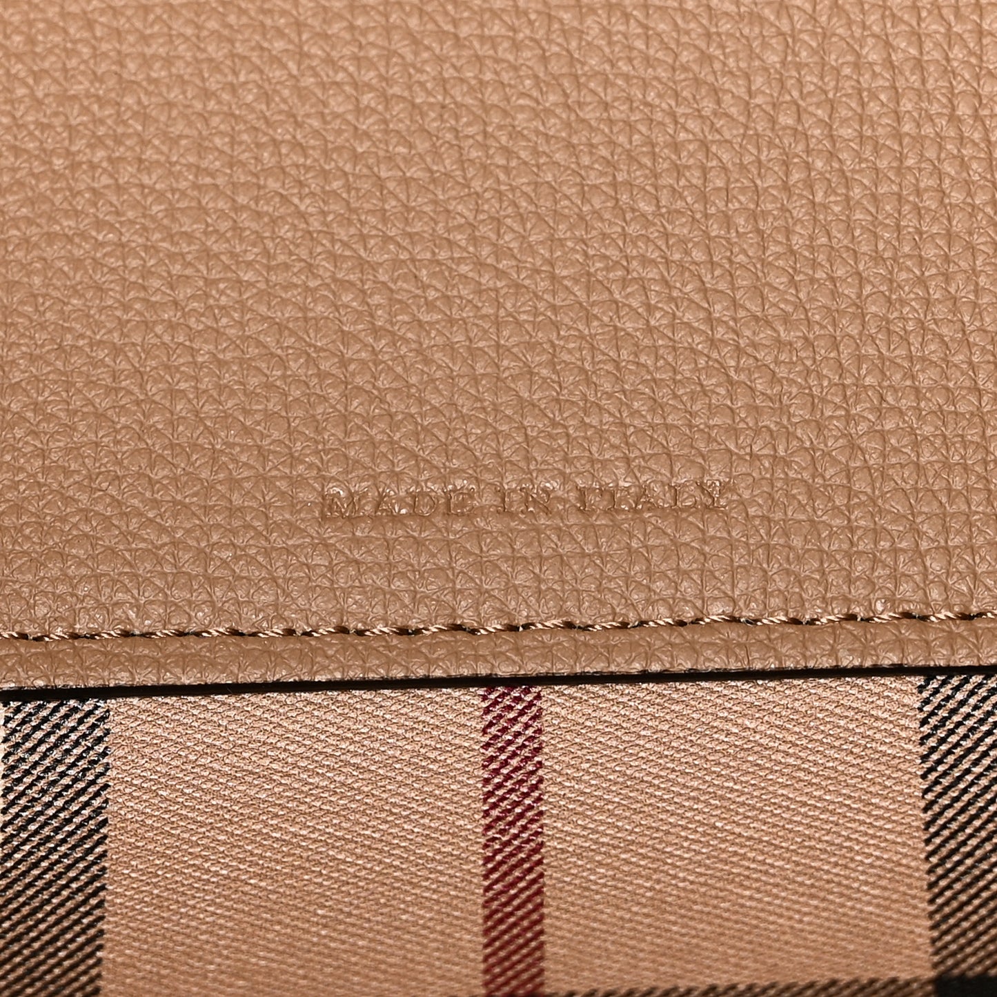 Grainy Calfskin Haymarket Check Medium Reversible Tote Mid Camel