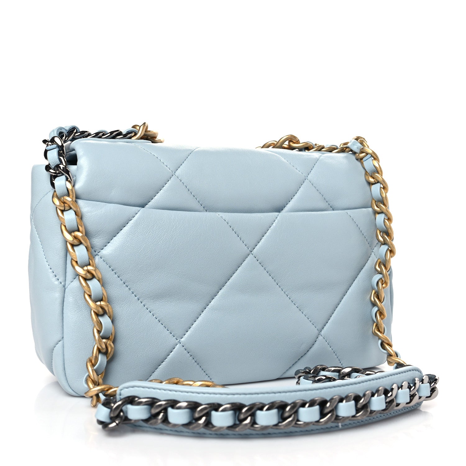 Chanel Lambskin Quilted Medium Chanel 19 Flap Light Blue 3 of 10