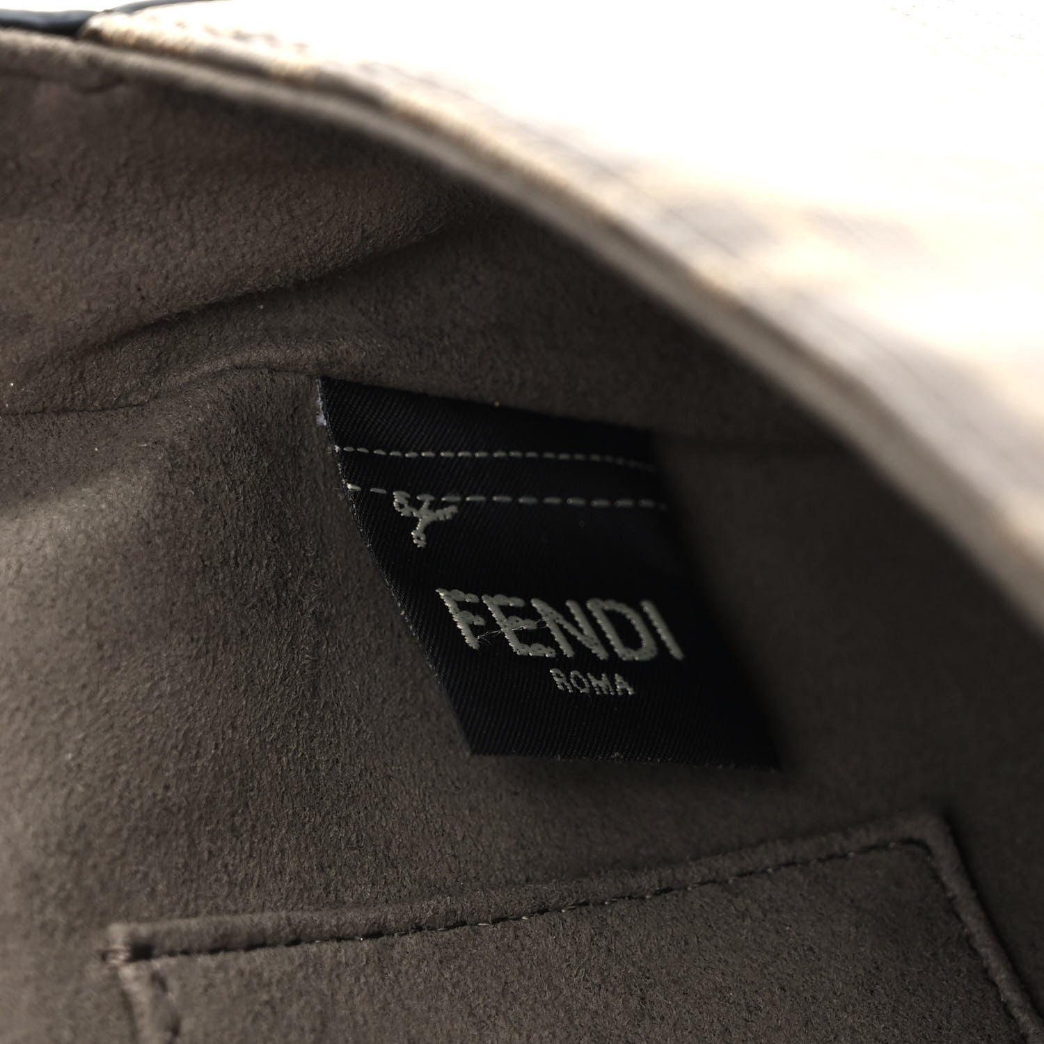 Fendi Glazed Fabric Vitello Century FF 1974 Stamp Patch Mini Double F Crossbody Bag Mogano Panna Black 6 of 9
