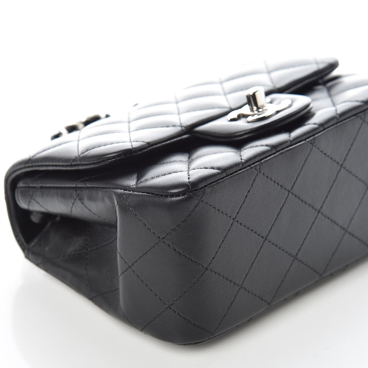 Lambskin Quilted Mini Square Flap Black