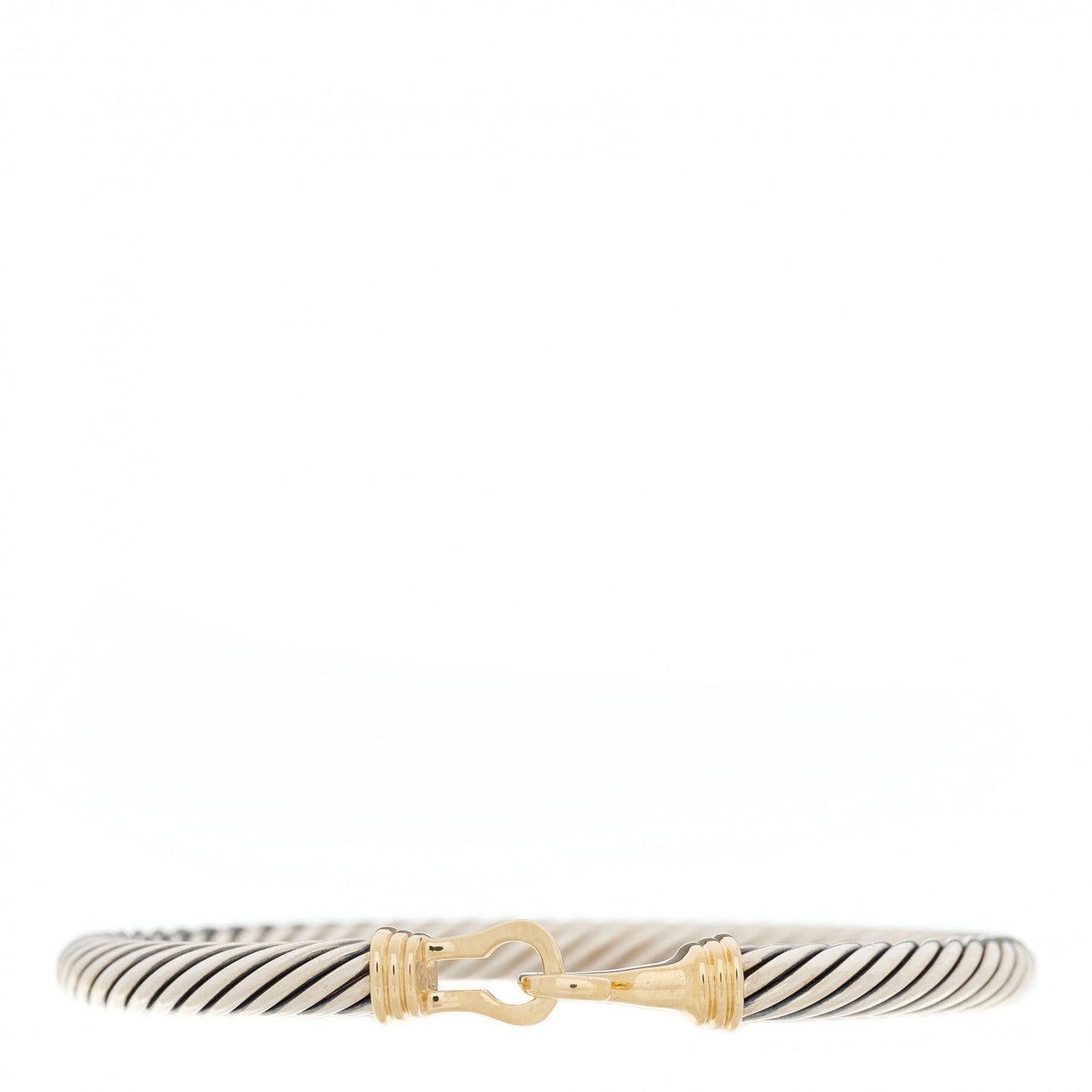 Sterling Silver 14K Yellow Gold 5mm Cable Classic Buckle Bracelet