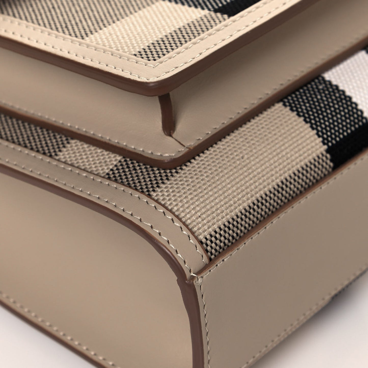 Smooth Calfskin Canvas Check Mini Pocket Bag Dusty Sand Soft Fawn