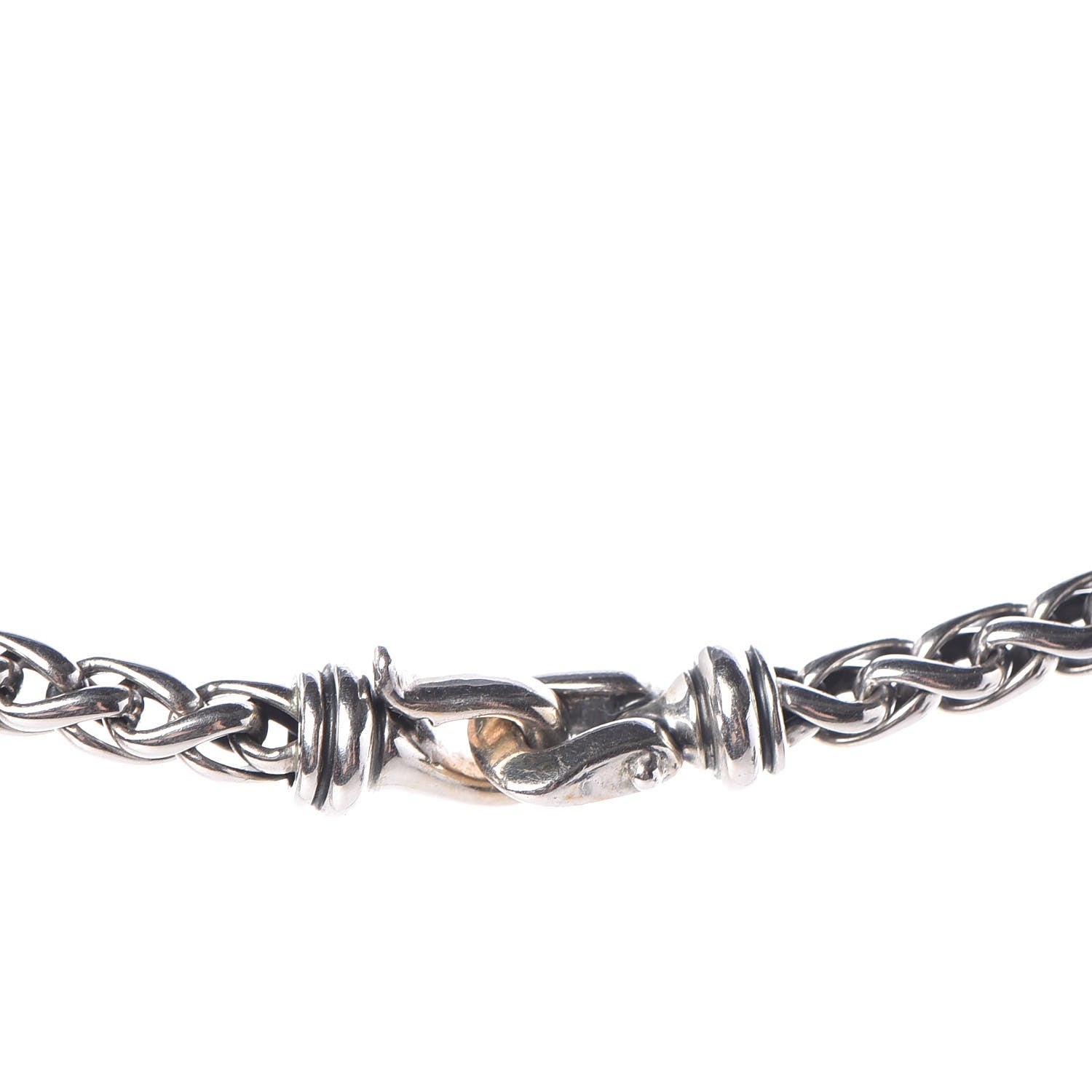 David Yurman Sterling Silver Diamond Wheat Chain Necklace 7 of 7