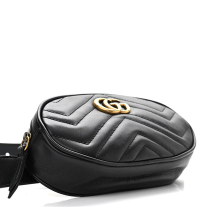Gucci Calfskin Matelasse GG Marmont Belt Bag 95 38 Black 4 of 10