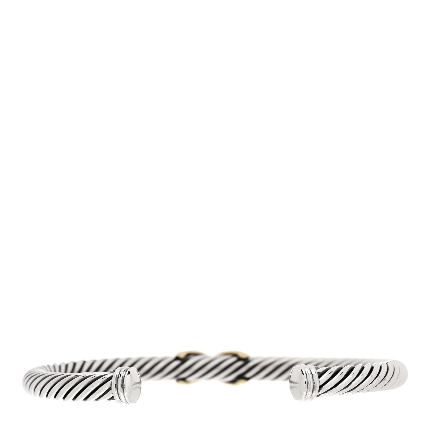 David Yurman Sterling Silver 14K Yellow Gold 5mm X Station Cable Bracelet 2 of 3