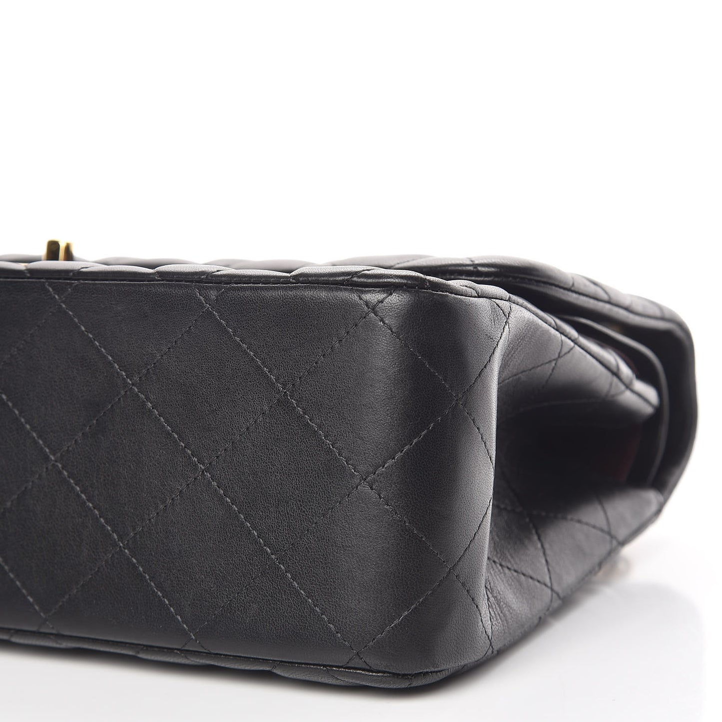 Lambskin Quilted Jumbo Double Flap Black