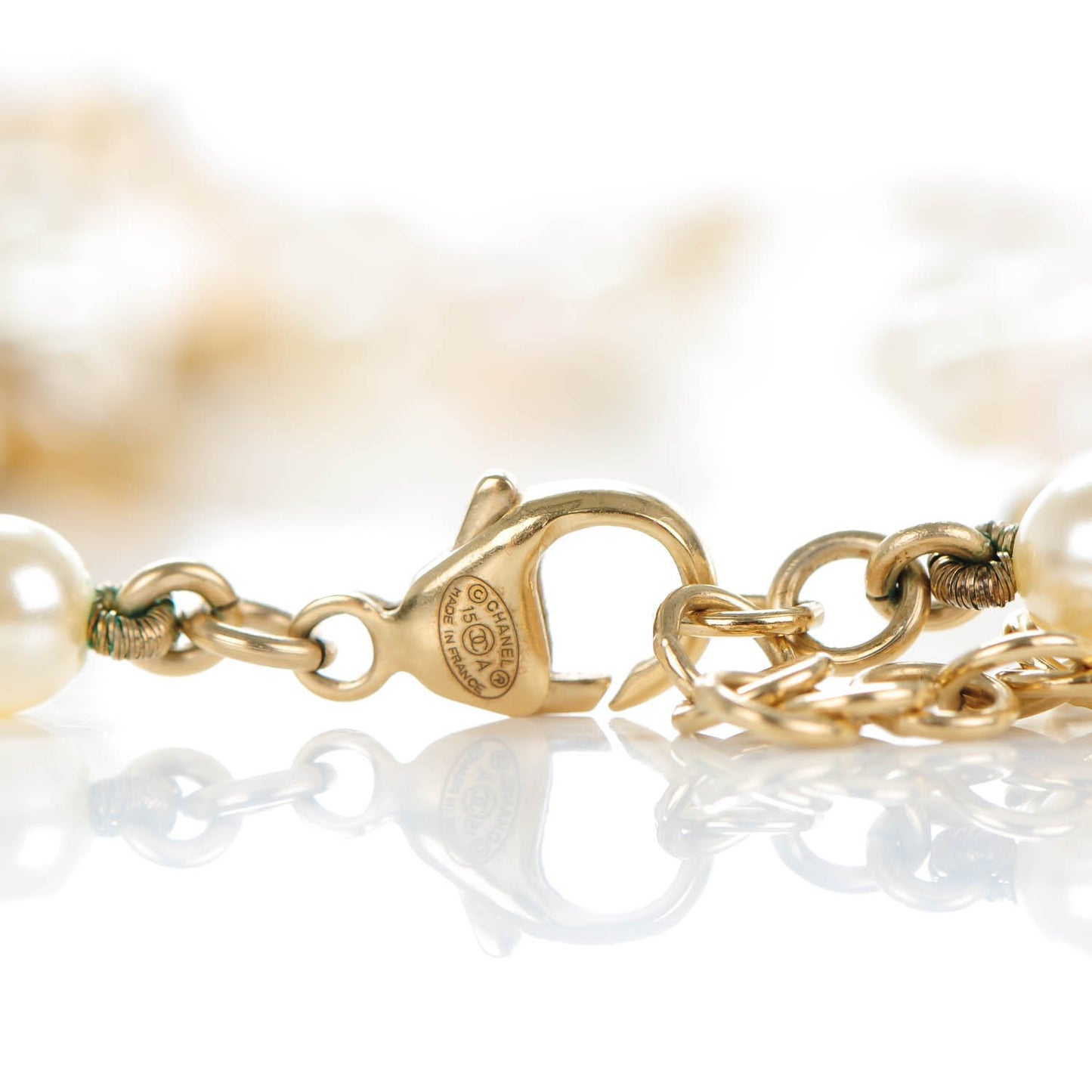 Pearl Crystal CC Star Long Necklace Gold