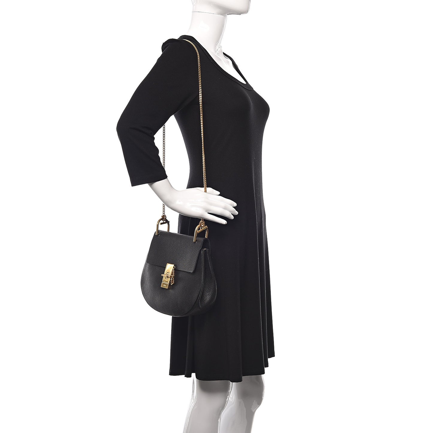 Grained Lambskin Drew Shoulder Bag Black