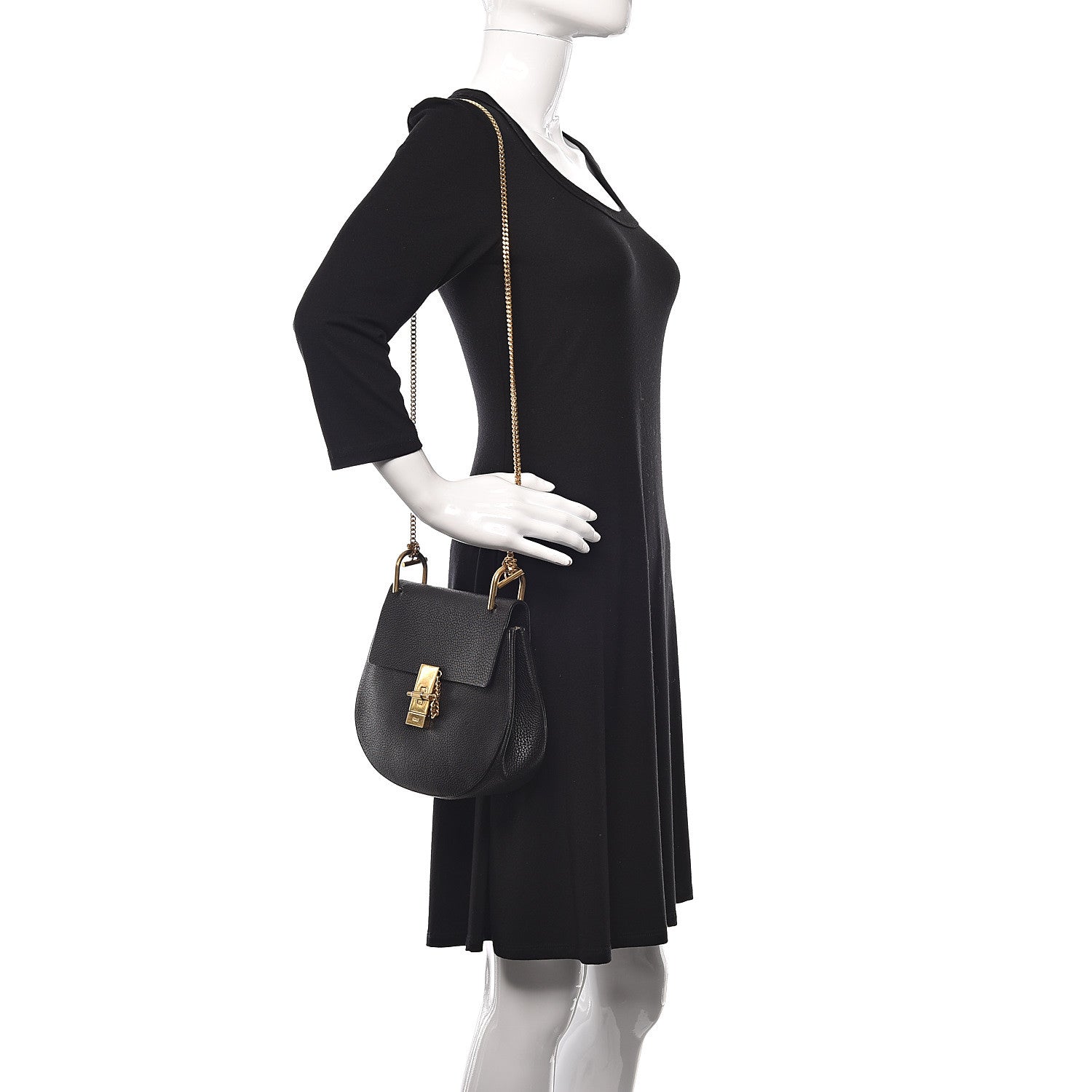 Chloe Grained Lambskin Drew Shoulder Bag Black 2 of 11