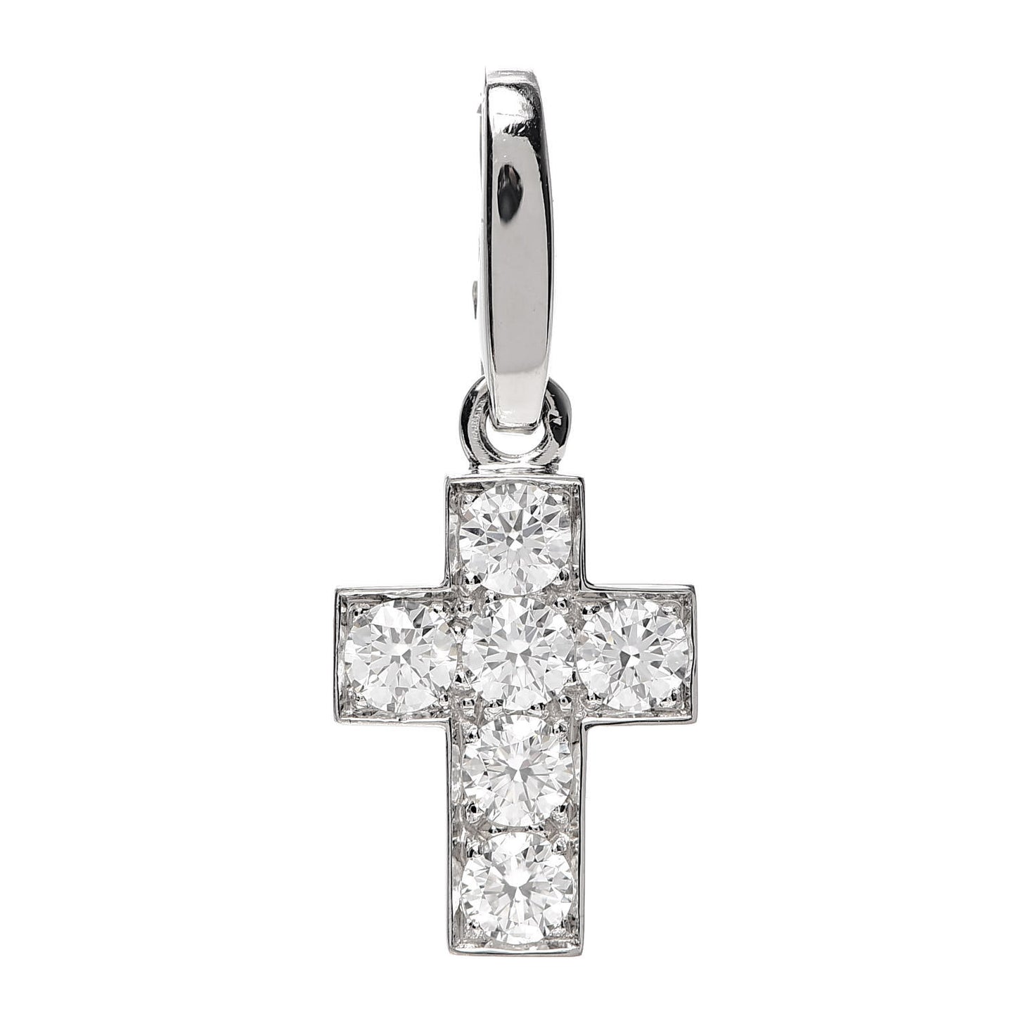 18K White Gold Diamond .84ctw Cross Charm Pendant