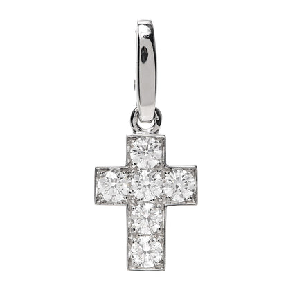 Cartier 18K White Gold Diamond .84ctw Cross Charm Pendant 1 of 4